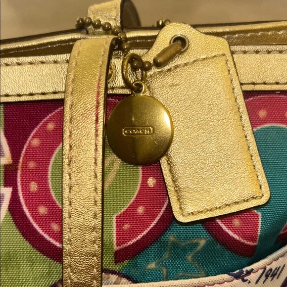 Coach Poppy C Graffiti with Gold Accents and gold tag EUC (see description) - Picture 10 of 12